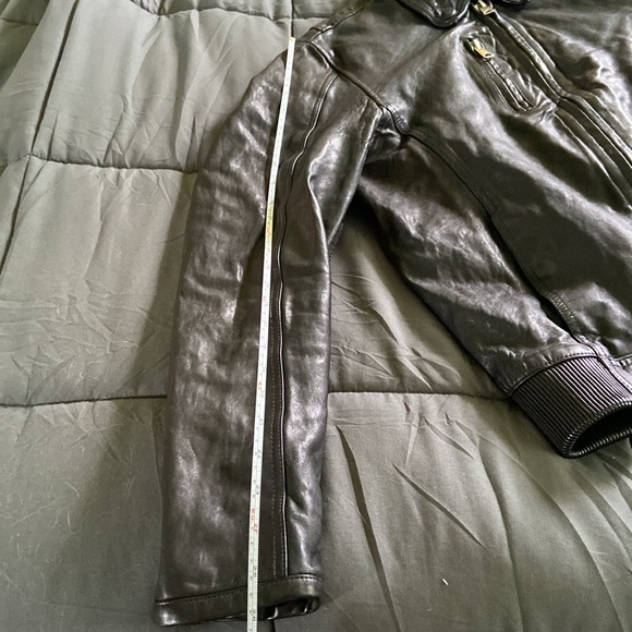 All Saints black leather jacket, slim fit, size large - Picture 15 of 16